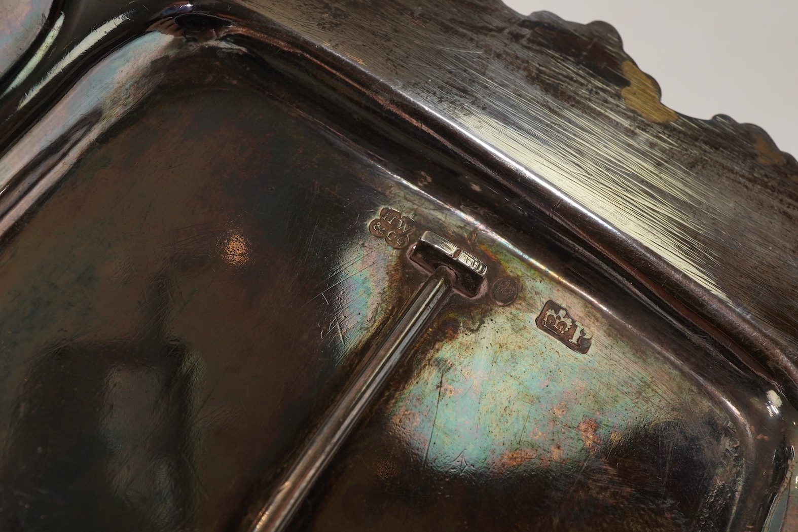 A William IV silver ink stand, by Henry Wilkinson & Co Ltd